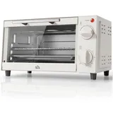Minibackofen, 9 L Mini-Ofen mit Backblech, Grillrost, mit einstellbarer Temperatur und Garzeit, Edelstahl, Cremeweiß