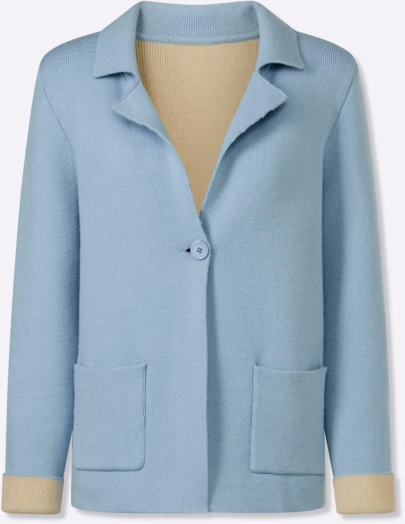 Strickjacke HEINE, Damen, Gr. 40, eisblau, 50% Viskose, 28% Polyester, 22% Polyamid, unifarben, Strickjacken Strickjacke