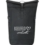 Hellweg Druckerei Huuraa Kurierrucksack Bielefeld verliebt 30-44 Liter Black Melange Fairtrade Rolltop Rucksack Geschenkidee - Schwarz