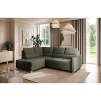 Ecksofa Schlafsofa Sofa MARNO in Stoff Vogue Moosgrün Ottomane Links - Grün
