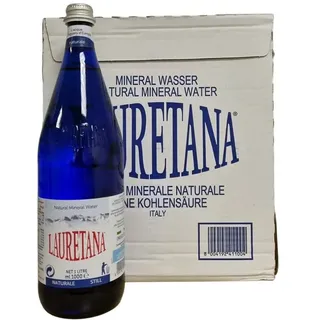 Lauretana Naturales Mineralwasser, Still, 1L Glasflaschen, 6er Pack