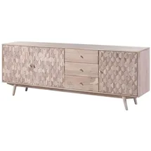 Massivmoebel24 Sideboard Akazie 210x42x75 weiß lackiert MOSAYK #209