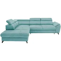 Stylife Ecksofa, Türkis, Metall, 5-Sitzer, Ottomane links, L-Form, 277x237 cm, Fußauswahl, Stoffauswahl, seitenverkehrt erhältlich, Hocker Rücken echt, Wohnzimmer, Sofas & Couches, Wohnlandschaften, Ecksofas