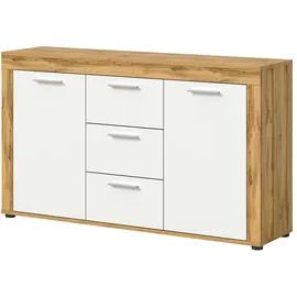 VCM Sideboard Jam 125 x 80 x 35 cm Eiche Wotan / Weiß