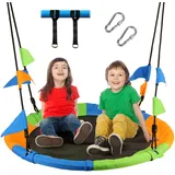 Leogreen Ø 120 cm Nestschaukel, bis 300 kg Kinderschaukel, Seillänge verstellbar 100-180cm, für Kinder & Erwachsene, mit Schaukel Befestigung (Bunt)