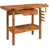 vidaXL Werkbank mit Schubladen Schraubstöcken 124x52x83 cm Akazienholz