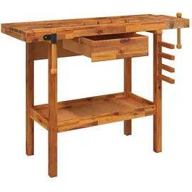 vidaXL Werkbank mit Schubladen Schraubstöcken 124x52x83 cm Akazienholz