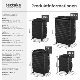 Tectake Hartschalenkoffer-Set, 4-teilig, aus robustem ABS-Kunststoff