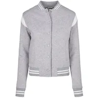 URBAN CLASSICS Ladies Organic Inset College Sweat Jacket Grey/White
