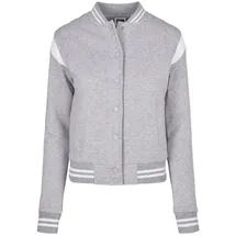 URBAN CLASSICS Ladies Organic Inset College Sweat Jacket Grey/White
