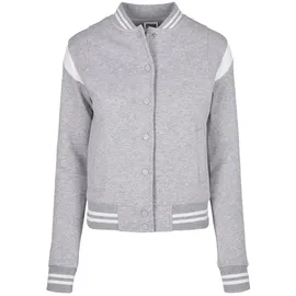 URBAN CLASSICS Ladies Organic Inset College Sweat Jacket Grey/White