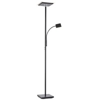 SellTec LED Stehlampe dimmbar, Deckenfluter mit Leselampe, schwarz - moderne Stehleuchte, Lesearm verstellbar, warmweißes Licht Wohnzimmer, Büro Schlafzimmer,