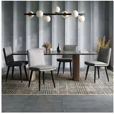 Flieks Esszimmerstuhl PU-Leder (Set, 4 St), 4er Set Polsterstühle Küchenstuhl Wohnzimmerstuhl Kunstleder grau