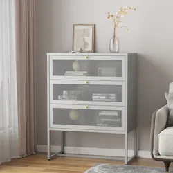 Büroschrank Sund mit 3 Schubladen 105x80x40 cm Grau