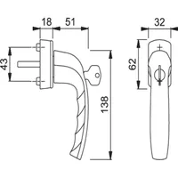 HOPPE Fenstergriff 0810S/US10 100Nm Alu.F9016 VK7 abschl.HOPPE