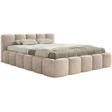 Selsey Polsterbett 180x200 cm Modernes Bettgestell mit Lattenrost Elegantes Design in Beige Welur Piano Robuster Holzrollrost für Komfort Bodenschonende Kunststoffgleiter Max Belastung 250 kg