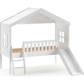 Vipack Hausbett Kiefer 90 x 200 cm massiv weiß lackiert