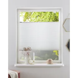 Plissee MY HOME "DAHRA - in Crush-Optik" Gr. 5, weiß (schneeweiß), B:80cm H:130cm, Obermaterial: 100% Polyester, Plissees, Fixmaß, Bestseller mit über 5500 4,5-Sterne-Bewertungen, Klemmträger