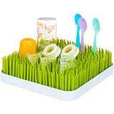 little Choice Abtropfgestell Babyflaschen, Auffangschale, Gras-Design, Flaschentrockner, Kunststoff, 23x23cm, grün/weiß