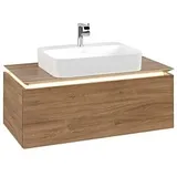 Villeroy & Boch Villeroy und Boch Legato Waschtischunterschrank B755L0RH 100x38x50cm, Waschtisch mittig, mit LED-Beleuchtung, Kansas Oak