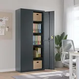 Festnight Aktenschrank Abschließbar Metall Büroschrank Metallschrank Stahlschrank Bücherschrank Ablagen Mehrzweckschrank Schrank Büro Anthrazit 90x40x200 cm