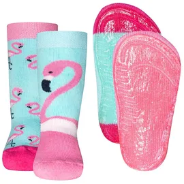 Ewers 2er Pack Flamingo Stoppersocken SoftStep, Socken mit Antirutschsohle für Mädchen, Anti-Rutsch-Socken mit Gummisohle, 2 Paar rutschfeste Kindersocken, Größe 29-30 - 29-30