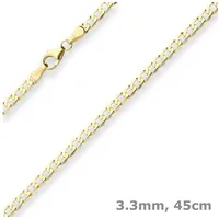 Schmuck Krone Goldkette 3,3mm Panzerkette weit aus 333 Gelbgold 45cm, Gold 333 goldfarben