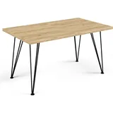 FURNLUX Esstisch Rose Eiche Hell 80cm / Hauptfarbe: Beige / Abmessungen: 80 x 76 x 240 cm - Beige