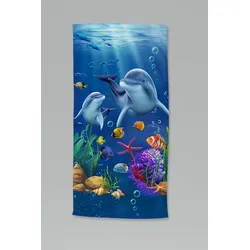 Strandtuch GOOD MORNING "Mare", blau, B:75cm L:150cm, Velours, Velours, Handtücher (Packung), Kinder Strandtuch, Mikrofaser, Velours, saugfähig, weich, leicht, bunt