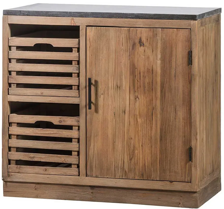 Massiver Küchenschrank mit zwei Holzkörben Vintage Look