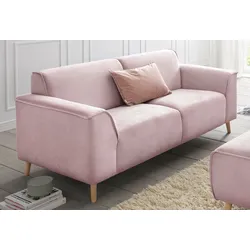 2,5-Sitzer ANDAS "Janek", rosa (flamingo), B:193cm H:81cm T:90cm, Struktur fein ( 100% Polyester), Struktur weich (92% Polyester, 8% Nylon), Struktur fein ( 100% Polyester), Sofas, mit Federkern und Keder in scandinavischem Design