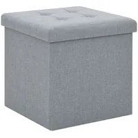 vidaXL Hocker mit Stauraum 2 Stk. Leinenoptik Hellgrau
