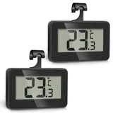 Romon Kühlschrankthermometer Thermometer Kühlschrank, 2 Stück Digital Kühlschrank Gefrierschrank, Küchenthermometer Innen, Wasserdicht Feuchtigkeitsfest, großes LCD-Display, Max/Min-Aufnahmefunktion