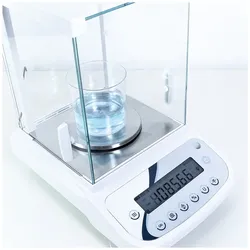 ADA-Präzisionswaage mit transparentem Glasschutz, Tragkraft 420g und ø115mm für Labor, Industrie und Pharmazie.