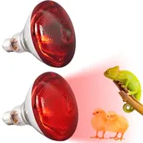 BAIFULAI 2 Stück Rotlichtlampe Wärmelampe Hühner, 150W E27 Wärmelampe für Küken, Heizlampe Hühnerstall aus Verdicktes Quarzglas, Kückenlampe für Küken, Ferkel, Welpen, Langlebig 5000 Stunden