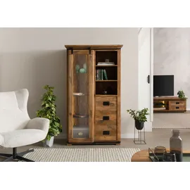 Massivmoebel24 Vitrine Mango 100 x 45 x 175 cm Natur
