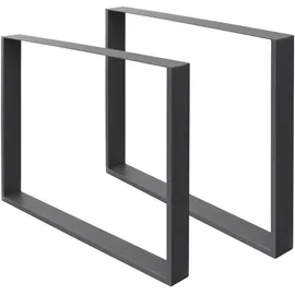 ECD Germany 2x Tischbeine aus Vierkantprofilen 80 x 72 cm Anthrazit, aus Stahl,