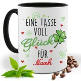 Eine Tasse voll Glück Personalisiert mit Namen| Geschenk Idee| Kaffee Tee Bürotasse | Fototasse, Motivtasse | Kaffeetasse, Teetasse |Keramik (Schwarz)