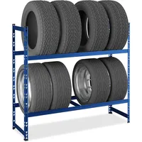 Relaxdays Reifenregal Stahl 100 x 110 x 35 cm blau