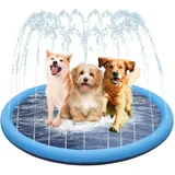 Waofzzn 170cm Hundepool, Splash Pad Sprinkler Matte Hund Wasserspielmatte Hund Wassermatte Hundeplanschbecken für Sommer, Garten, Draußen