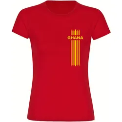 multifanshop Damen T-Shirt - Ghana - Streifen - Druck gelb - Frauen
