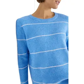Cecil Gestreifter Strukturpullover Blau M