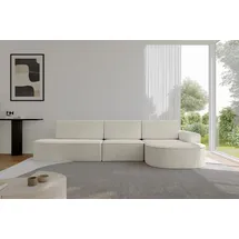 altdecor Eckcouch Cord 5-Sitzer Creme
