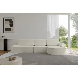 altdecor Eckcouch Cord 5-Sitzer Creme