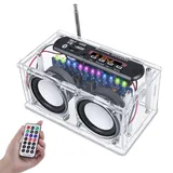 DONGKER DIY Elektronik Lautsprecher Löten Bausatz Bluetooth Kit mit FM Radio, Mini Heimstereo Sound Verstärker mit LED Anzeigeleuchte DIY Radio Kits Lautsprecherbox mit Fernbedienung