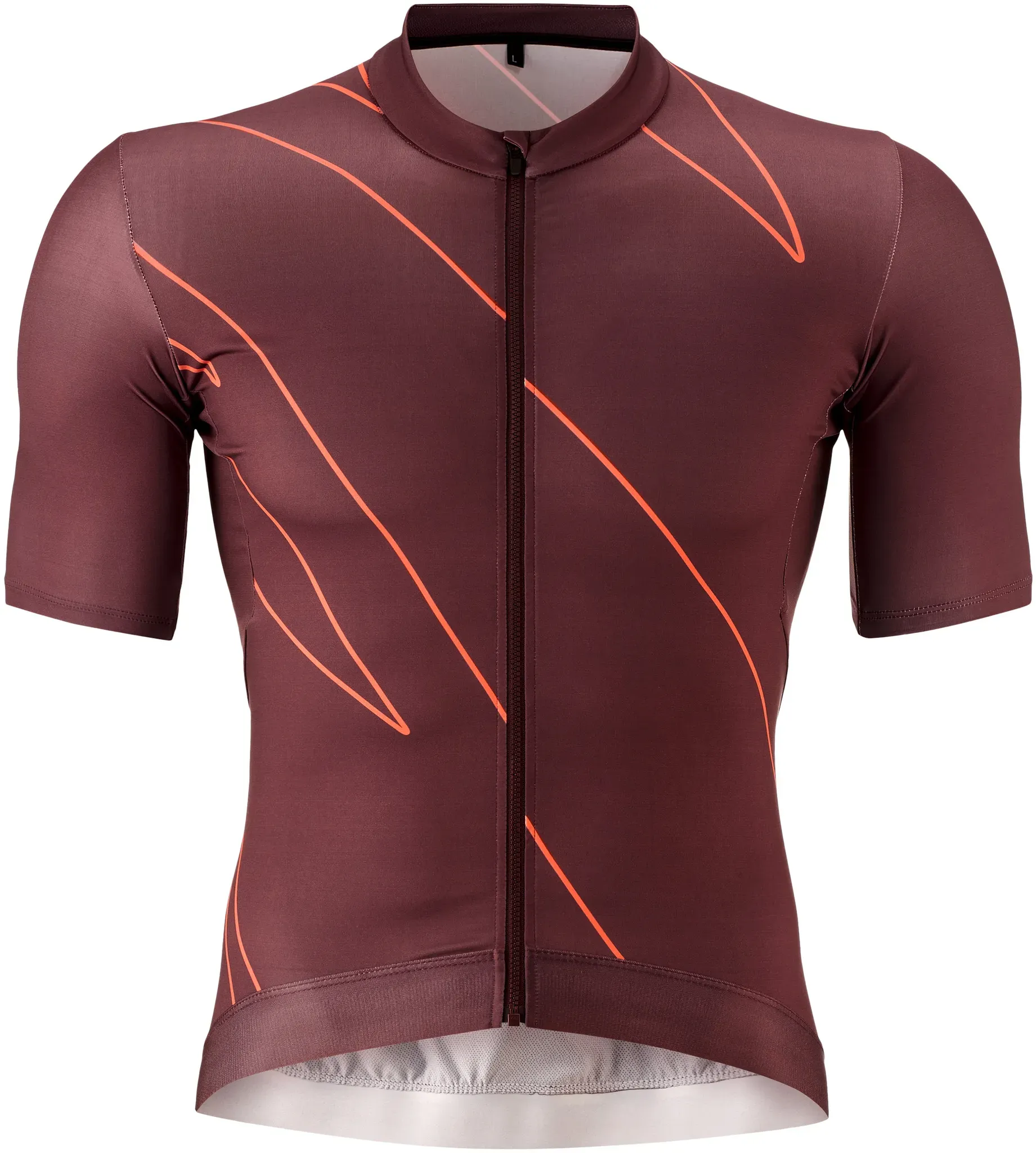 Radtrikot GONSO "Road Jersey Print M", Herren, Gr. S, rot (rotbraun), 86% Polyester, 14% Elasthan, Rundhals, Kurzarm, Trikots, Herren Fahrradtrikot kurzarm, Full-Zip Trikot, Rückentasche, Slim Fit
