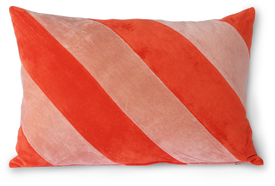 HKliving - Striped Samt-Kissen, 40 x 60 cm, rot / pink