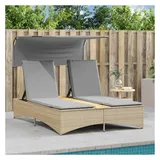 vidaXL Doppel-Sonnenliege 136 x 202 x 140 cm Beige