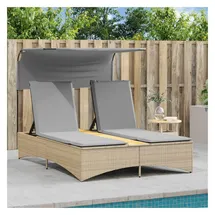 vidaXL Doppel-Sonnenliege 136 x 202 x 140 cm Beige