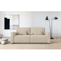 3-Sitzer OTTO HOME "JIGGS wahlweise Schlafsofa mit Bettkasten, Maße B/H/T: 228/96/110 cm", beige, B:228cm H:96cm T:110cm, 100% Polyester, Sofas, Sofa mit Wellenunterfederung, enthält 2 Rückenkissen und 2 Zierkissen